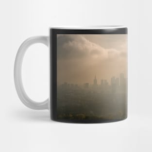 Moody sky over skyscrapers in Warsaw city center Mug